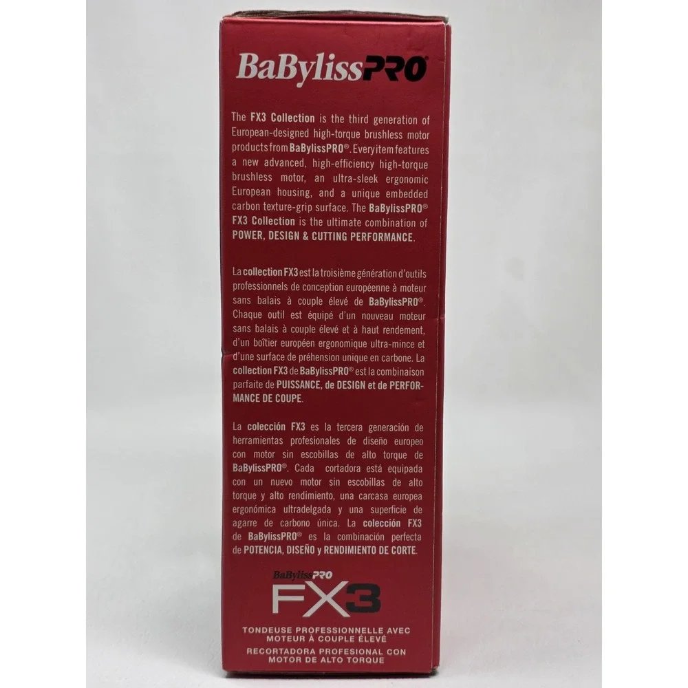BaBylissPRO FX3 Professional High Torque Clipper Black #FXX3CB New Open Box